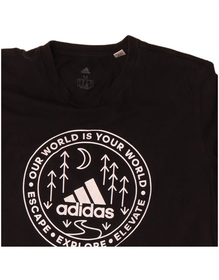 ADIDAS Mens Graphic T-Shirt Top Medium Black Cotton