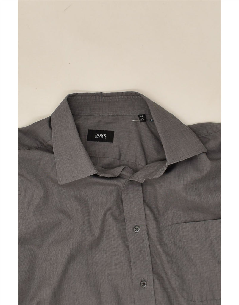HUGO BOSS Mens Shirt Size 42 16 1/2 Large Grey Cotton | Vintage Hugo Boss | Thrift | Second-Hand Hugo Boss | Used Clothing | Messina Hembry 