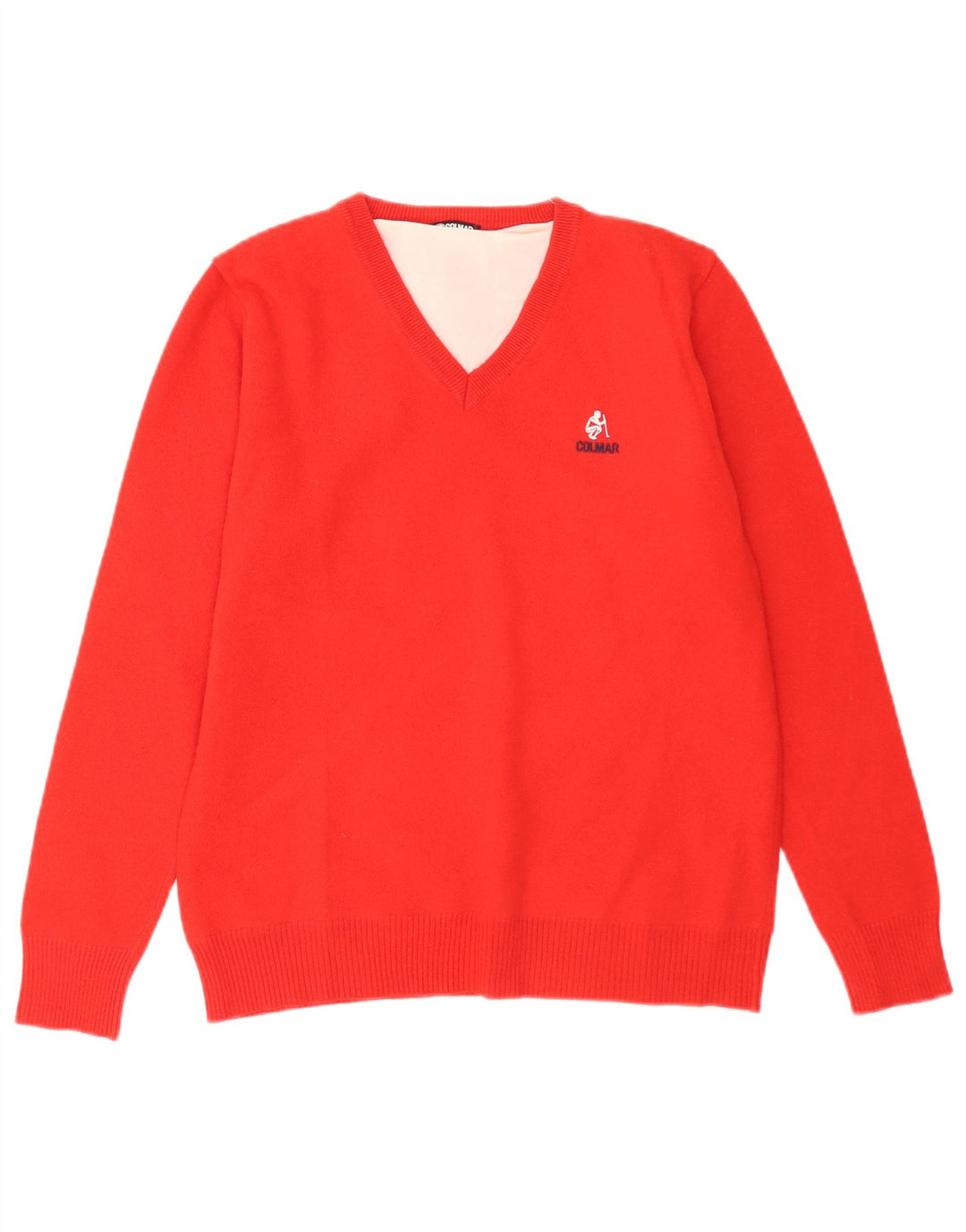 Colmar Mens V-Neck Jumper Sweater Medium Red Merino Wool