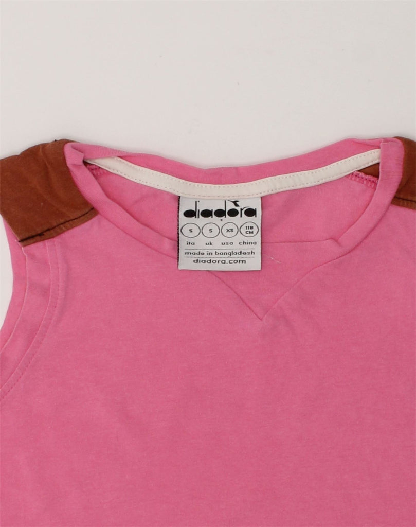 DIADORA Girls Vest Top 7-8 Years Small Pink Cotton | Vintage Diadora | Thrift | Second-Hand Diadora | Used Clothing | Messina Hembry 