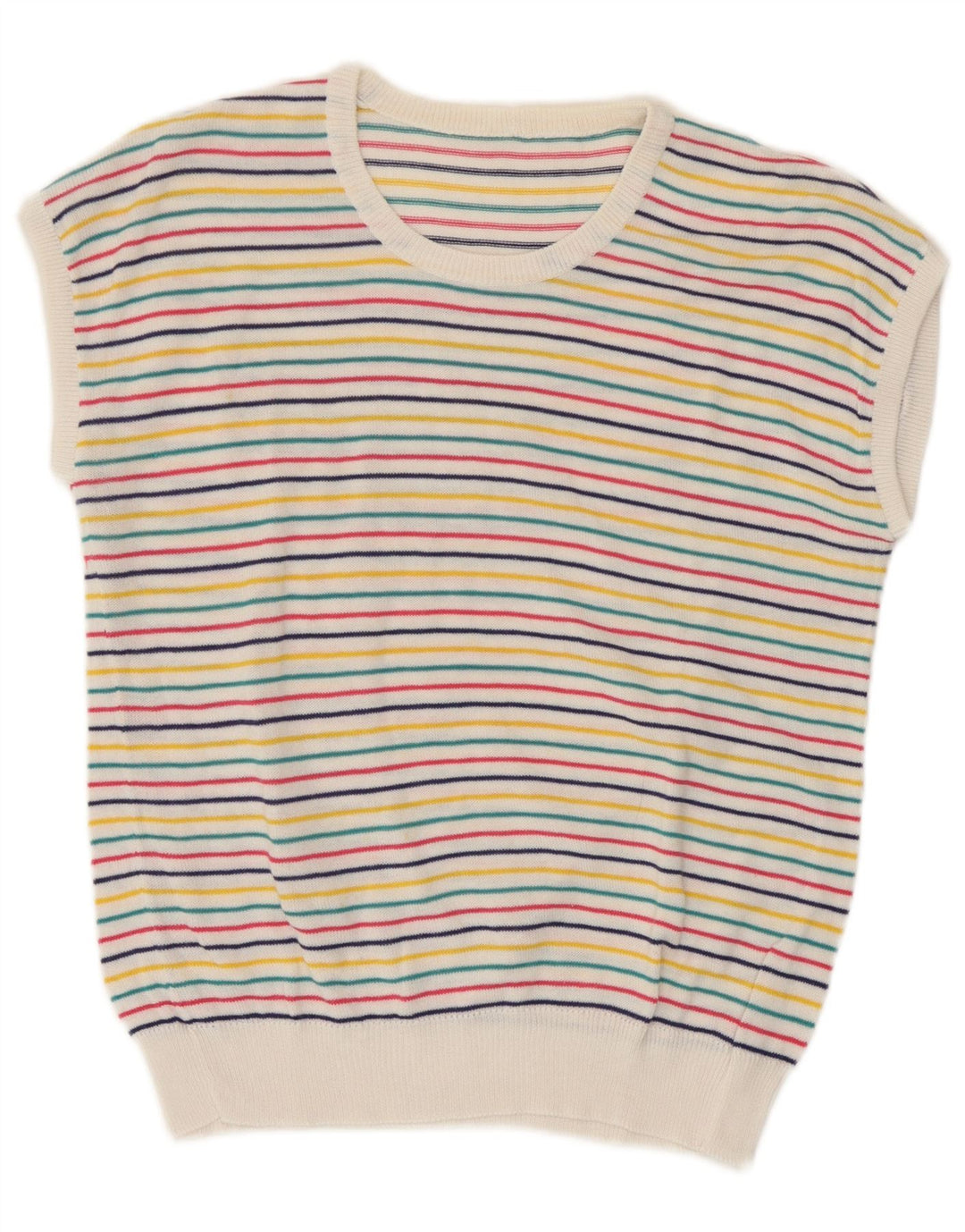 Vintage Womens Vest Tank Top UK 10 Small Multicoloured Striped