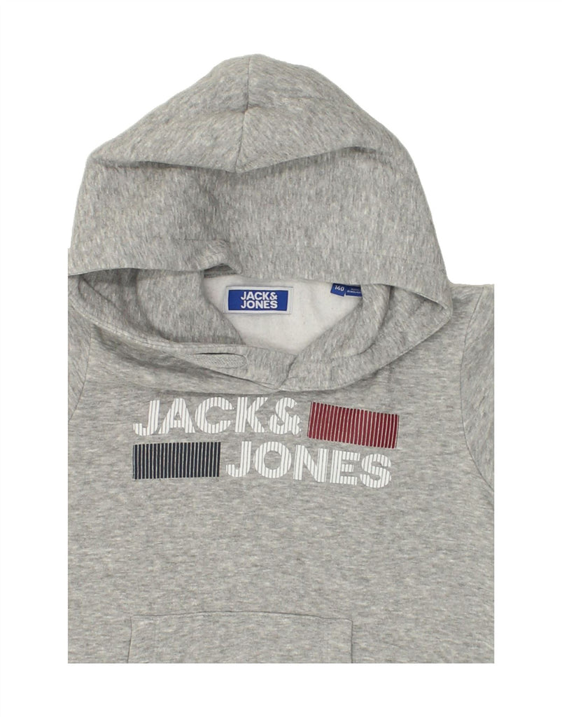 JACK & JONES Boys Graphic Hoodie Jumper 9-10 Years Grey Cotton | Vintage Jack & Jones | Thrift | Second-Hand Jack & Jones | Used Clothing | Messina Hembry 