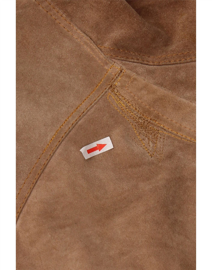 Vintage Womens 3 Button Suede Blazer Jacket UK 12 Medium Brown