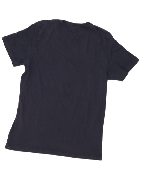 JACK & JONES Mens Graphic T-Shirt Top Small Navy Blue Cotton