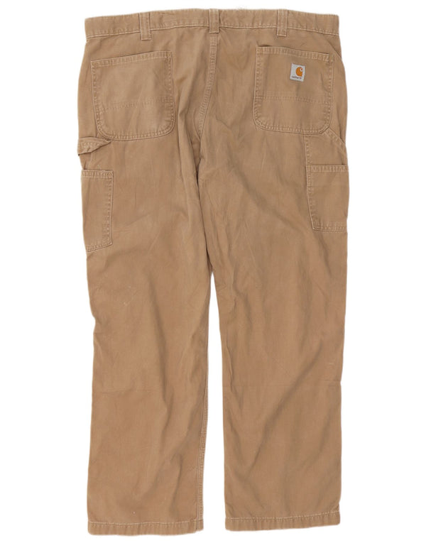Carhartt Mens Relaxed Fit Cargo Trousers W42 L30 Beige Cotton
