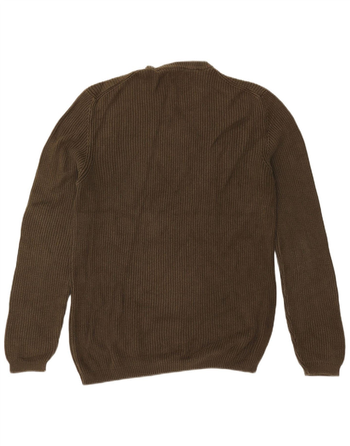Zara Mens Crew Neck Jumper Sweater XL Khaki Cotton