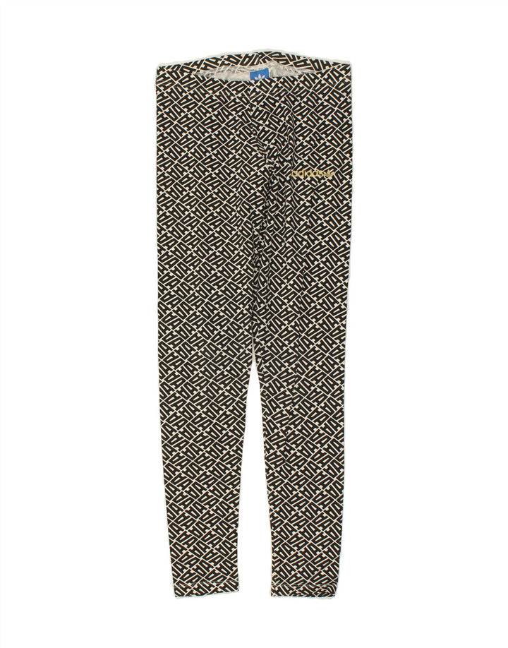 ADIDAS Womens Graphic Leggings UK 8 Small Black Cotton Vintage Adidas and Second-Hand Adidas from Messina Hembry 
