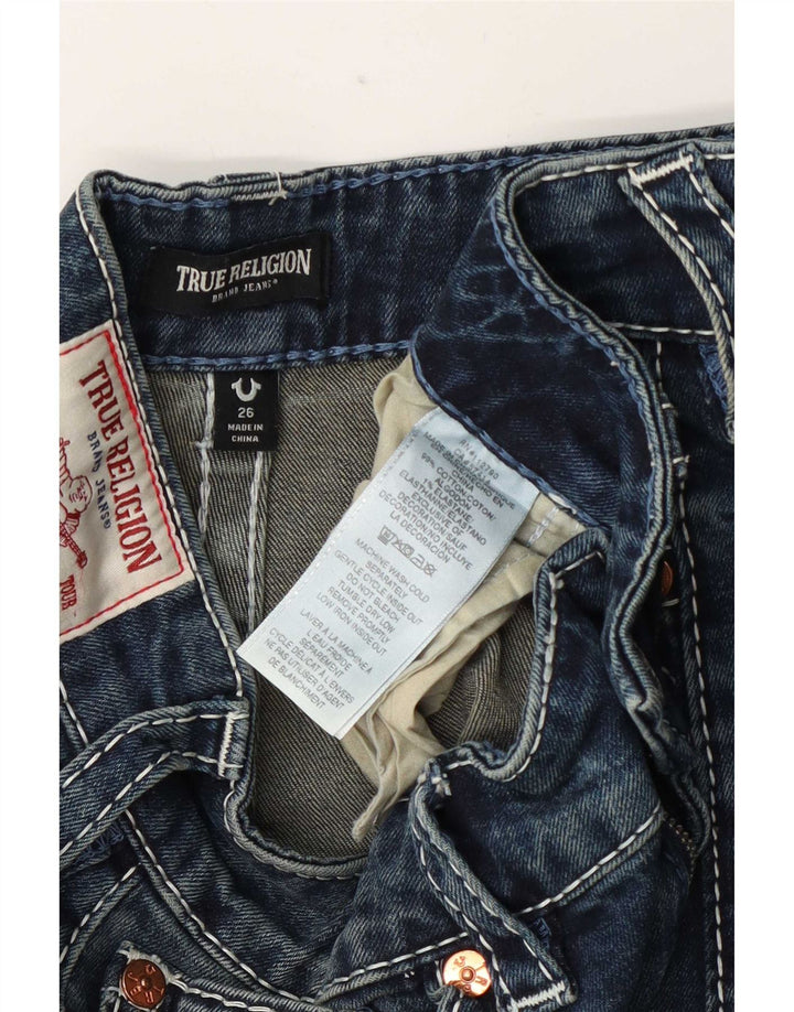 True Religion Womens Cargo Wide Leg Jeans W26 L33 Blue Cotton