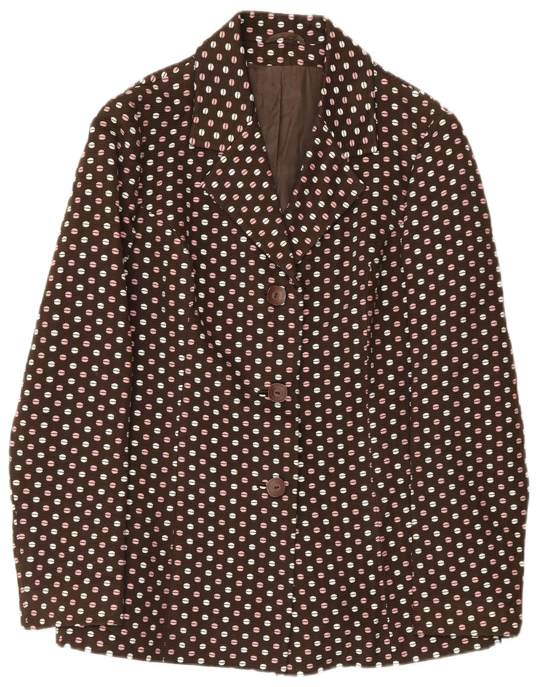 Vintage Womens 3 Button 2 Piece Set IT 48 XL Brown Polka Dot