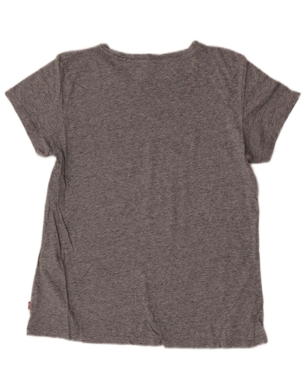 Levi's Womens Graphic T-Shirt Top UK 14 Medium Grey Flecked Cotton