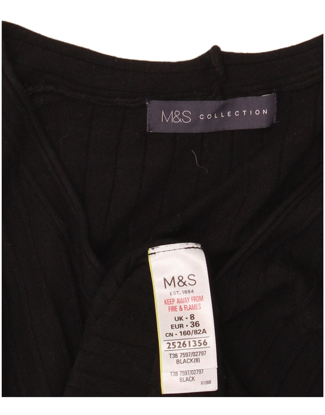 Marks & Spencer Womens V-Neck Jumper Sweater UK 8 Small  Black Viscose