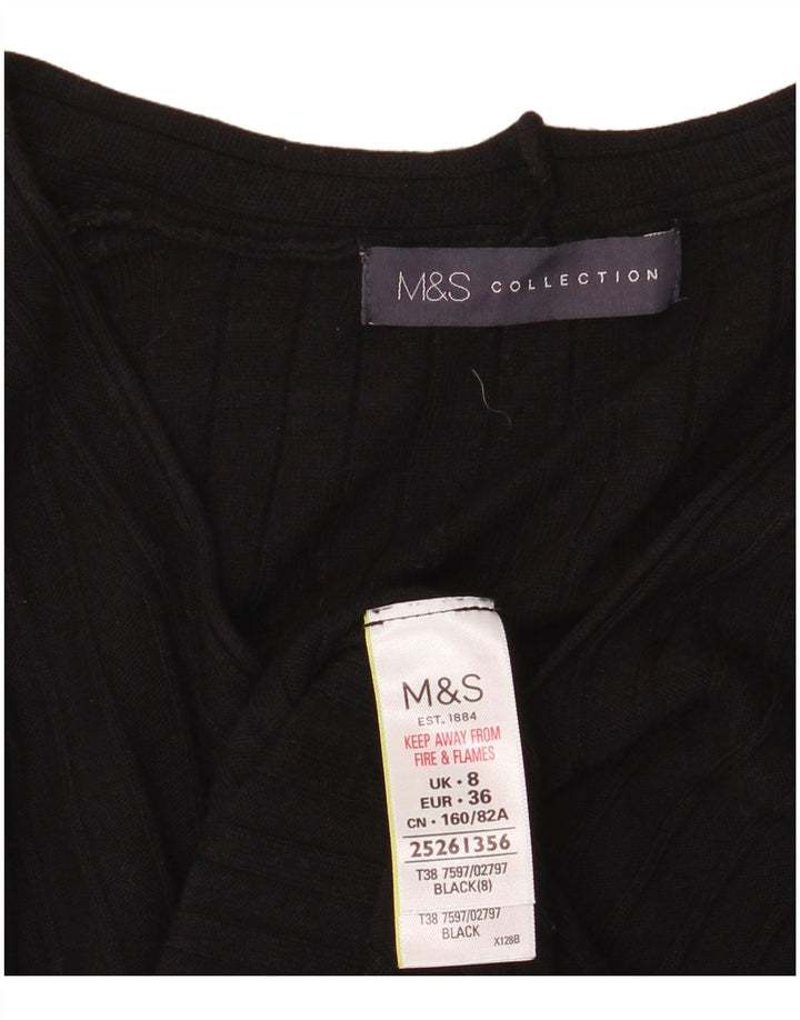 Marks & Spencer Womens V-Neck Jumper Sweater UK 8 Small  Black Viscose