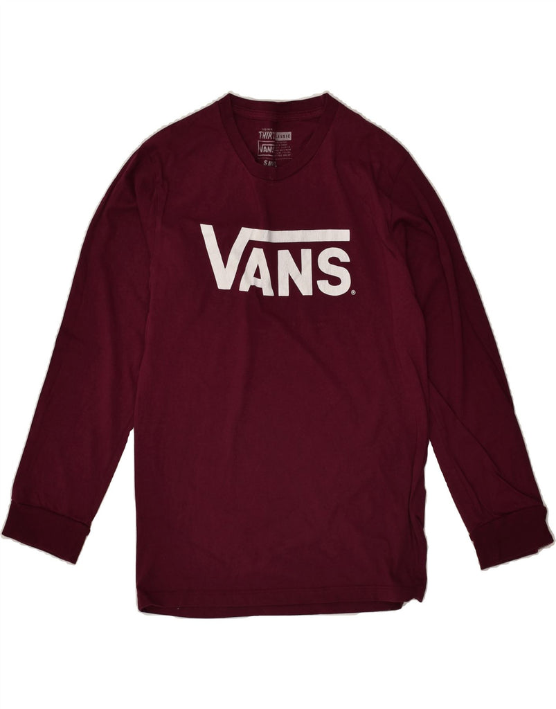 VANS Mens Graphic Top Long Sleeve Small Burgundy Cotton | Vintage Vans | Thrift | Second-Hand Vans | Used Clothing | Messina Hembry 