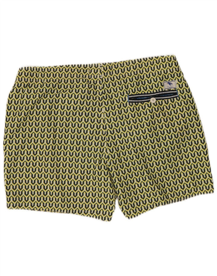 Ted Baker Mens Swimming Shorts Size 3 Medium  Yellow Geometric Polyester