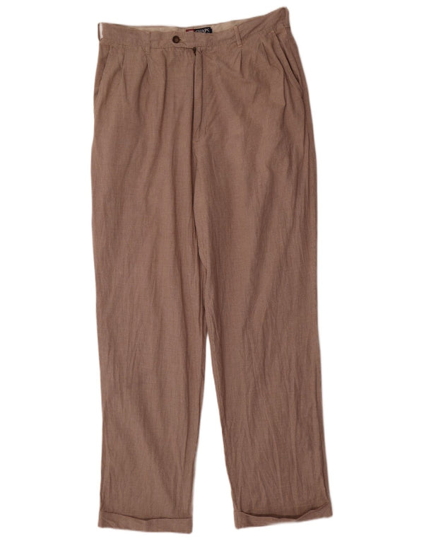 Chaps Ralph Lauren Mens Pegged Suit Trousers W36 L32 Brown Houndstooth