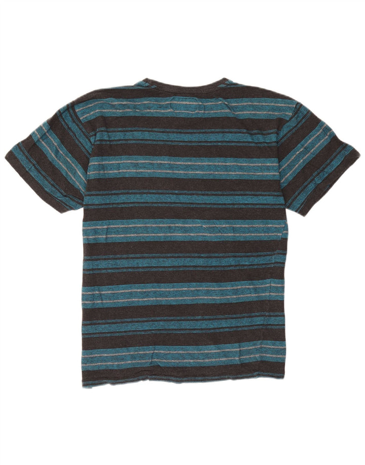 Billabong Mens T-Shirt Top Large Blue Striped Cotton