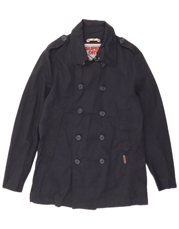 Superdry Mens Pea Coat UK 40 Large Navy Blue Cotton