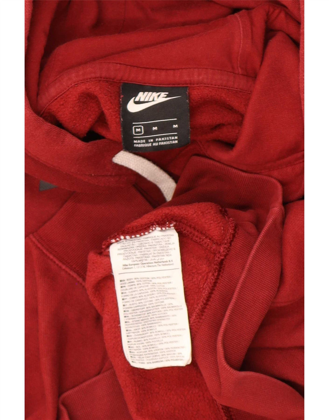 Nike Mens Graphic Hoodie Jumper Medium Red Cotton