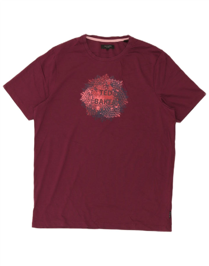 Ted Baker Mens Graphic T-Shirt Top Size 4 Large Maroon Cotton