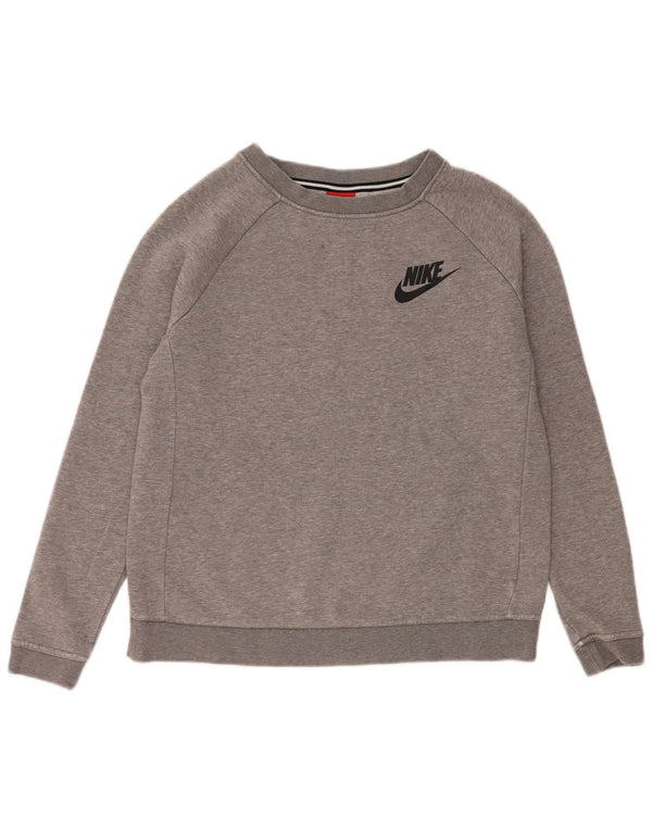Nike Womens Oversized Sweatshirt Jumper UK 10 Small Grey Cotton
