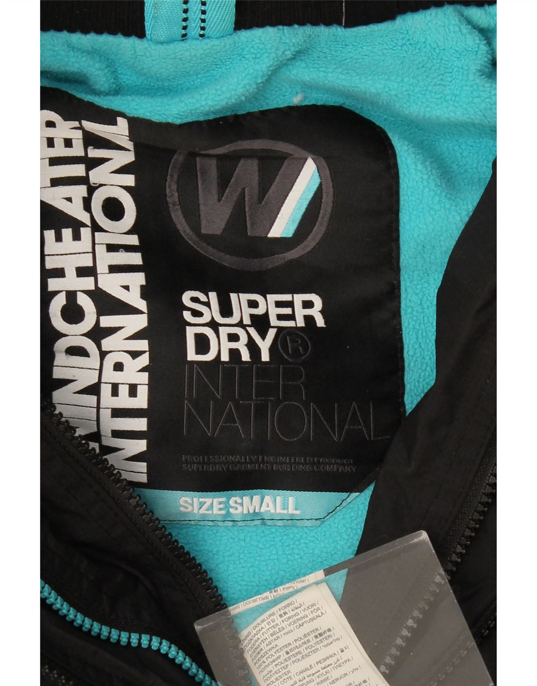 SUPERDRY Womens Windcheater Oversized Windbreaker Jacket UK 10 Small Black