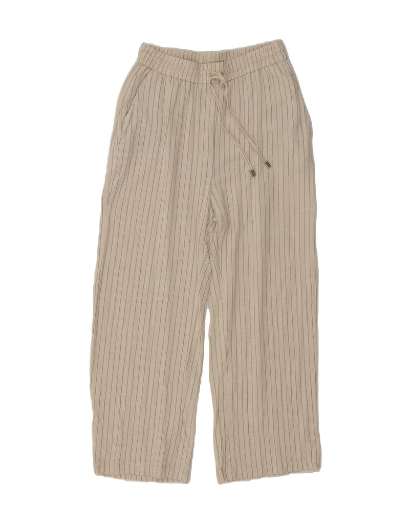 ZARA Womens Straight Chino Trousers Small W28 L24 Beige Striped Viscose Vintage Zara and Second-Hand Zara from Messina Hembry 