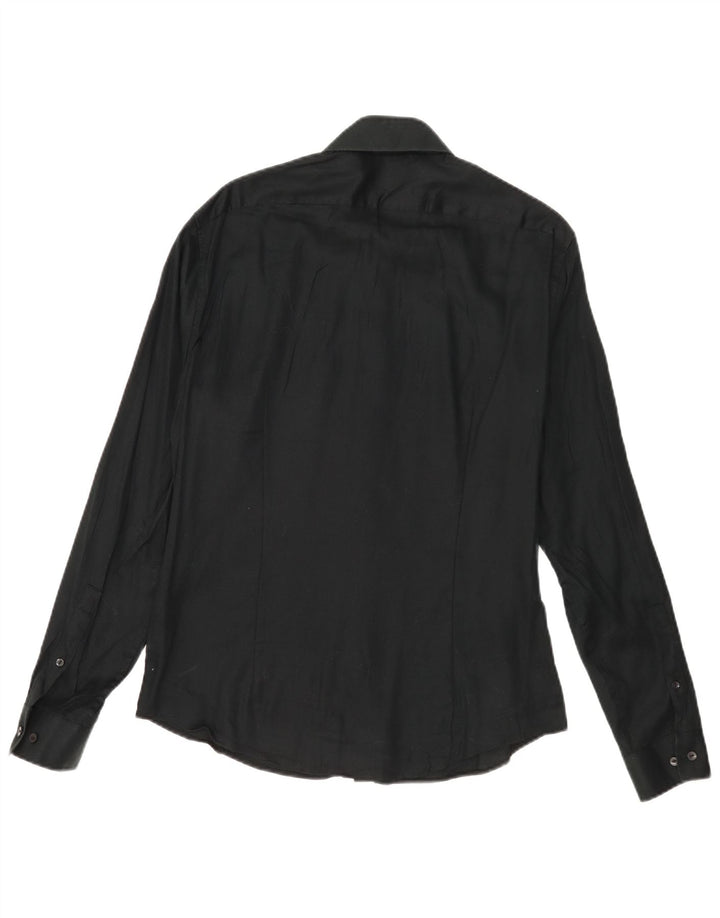 Calvin Klein Mens Extra Slim Fit Shirt Size 15 1/2 Medium Black Cotton