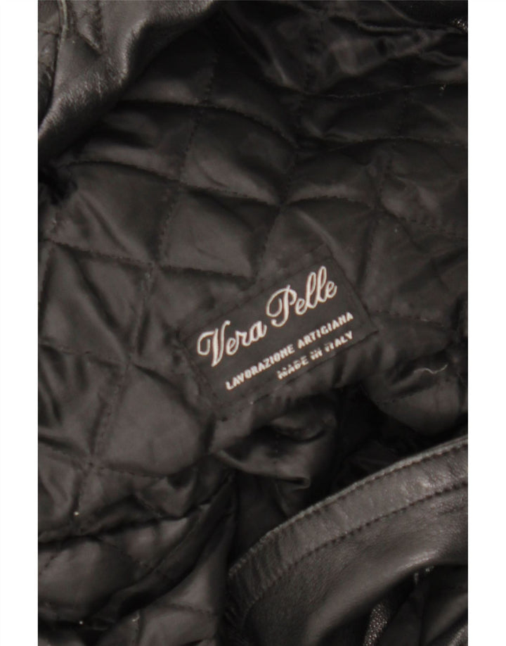 LAVORAZIONE ARTIGIANA Womens Coat UK 12 Medium Black Leather