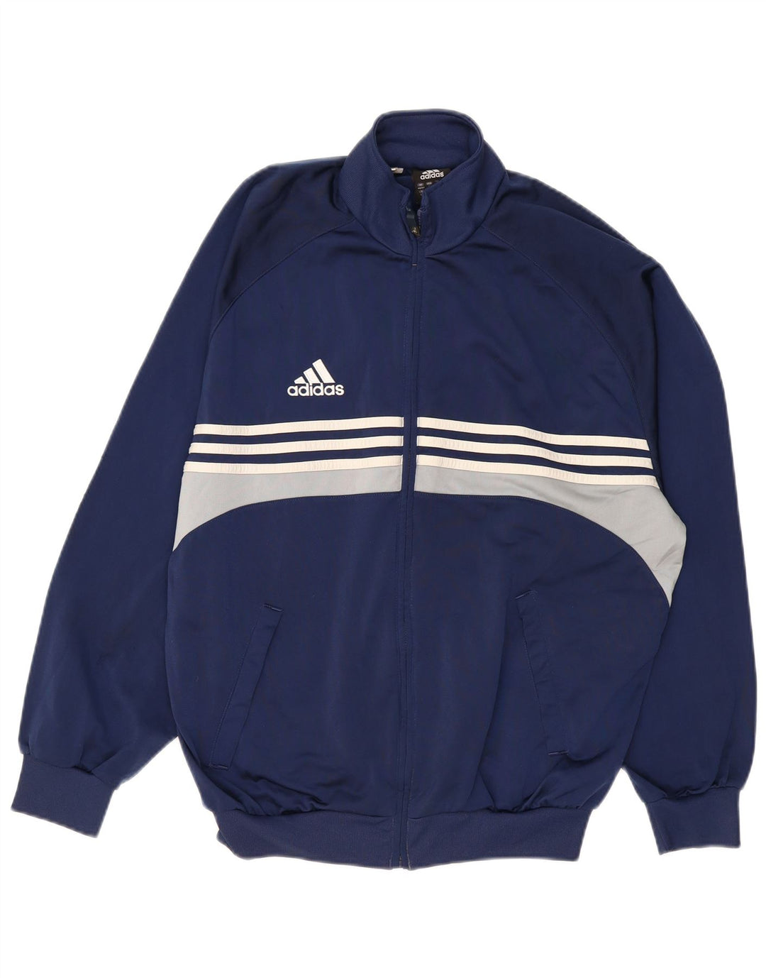 ADIDAS Mens Tracksuit Top Jacket UK 40/42 Medium Navy Blue Colourblock