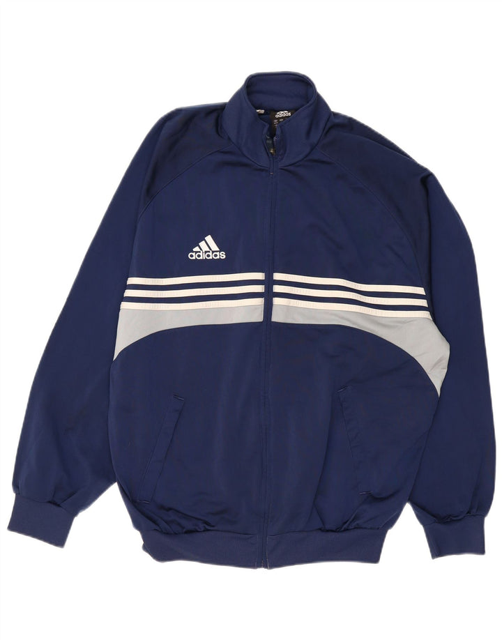 ADIDAS Mens Tracksuit Top Jacket UK 40/42 Medium Navy Blue Colourblock