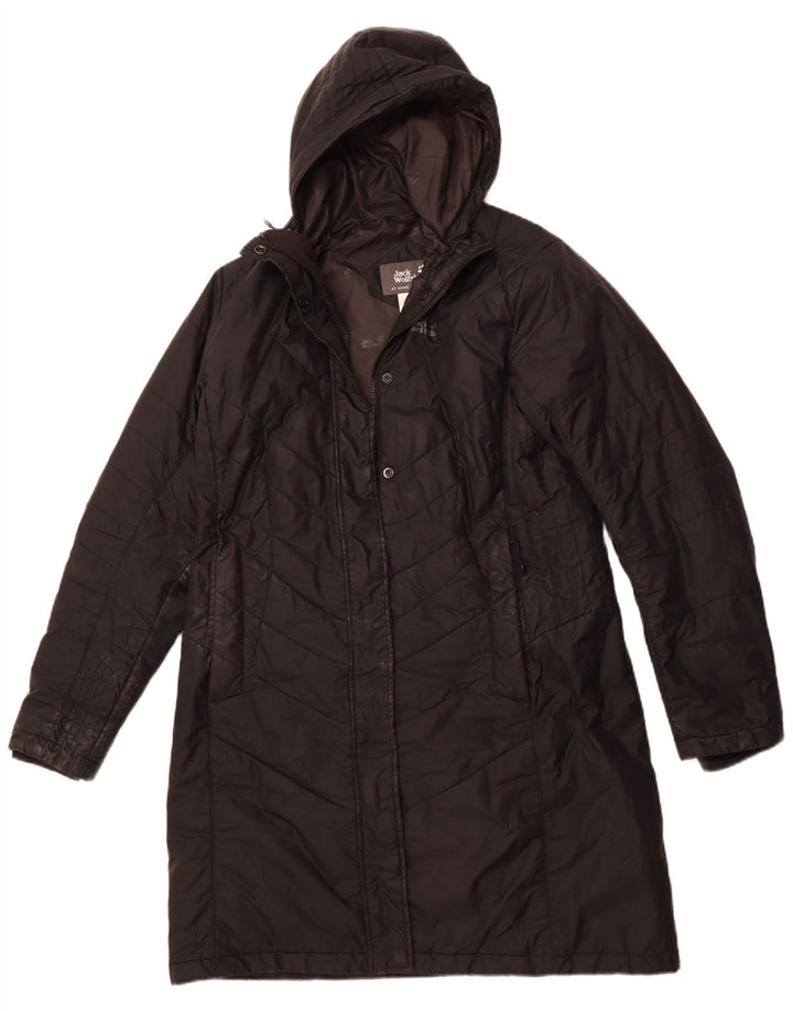 JACK WOLFSKIN Womens Hooded Padded Coat UK 16 Large Black Polyester