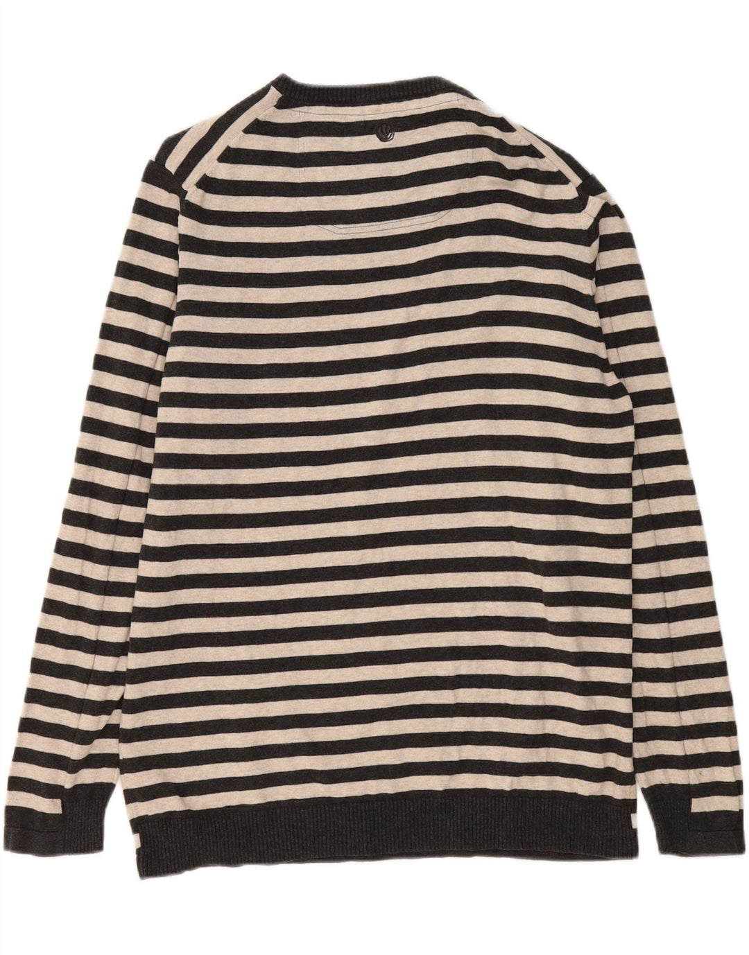 FAT FACE Mens Crew Neck Jumper Sweater XL Grey Striped Cotton