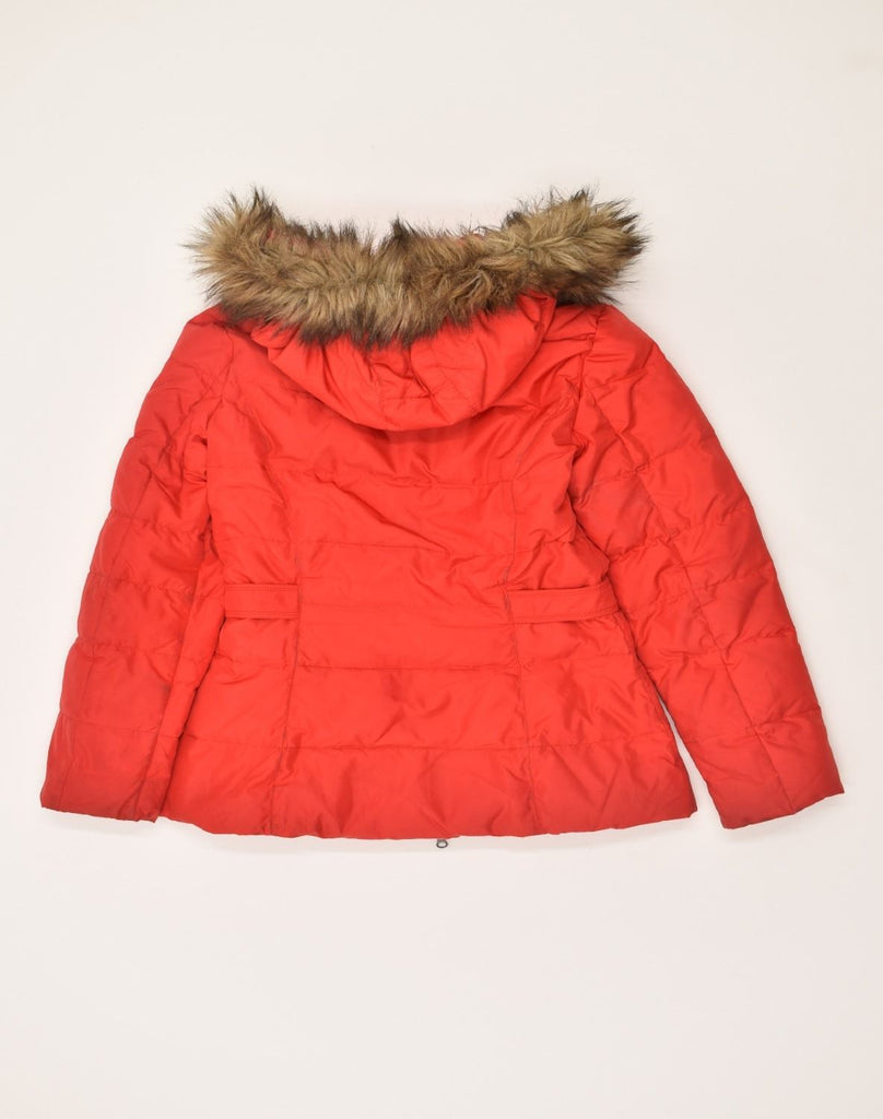 TOMMY HILFIGER Womens Hooded Padded Jacket UK 10 Small Red Polyester | Vintage Tommy Hilfiger | Thrift | Second-Hand Tommy Hilfiger | Used Clothing | Messina Hembry 