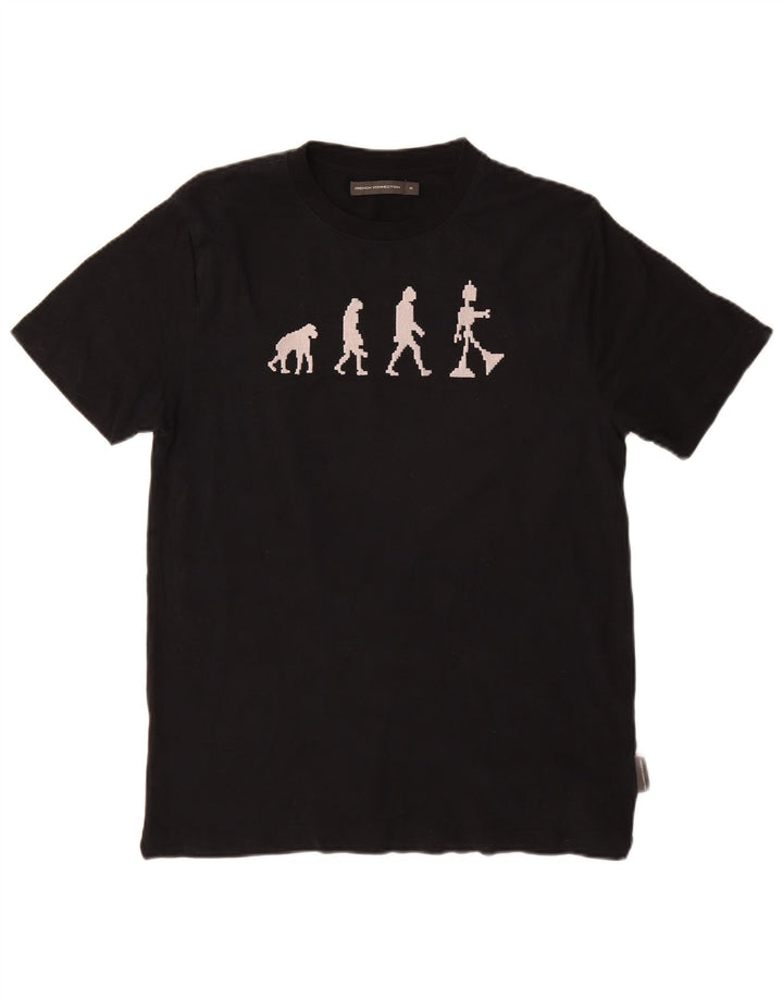 French Connection Womens Graphic T-Shirt Top UK 14 Medium Black Cotton