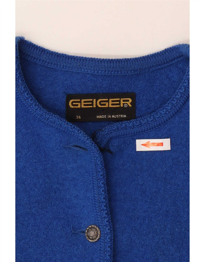 Geiger Womens Cardigan Sweater EU 36 Small Blue New Wool