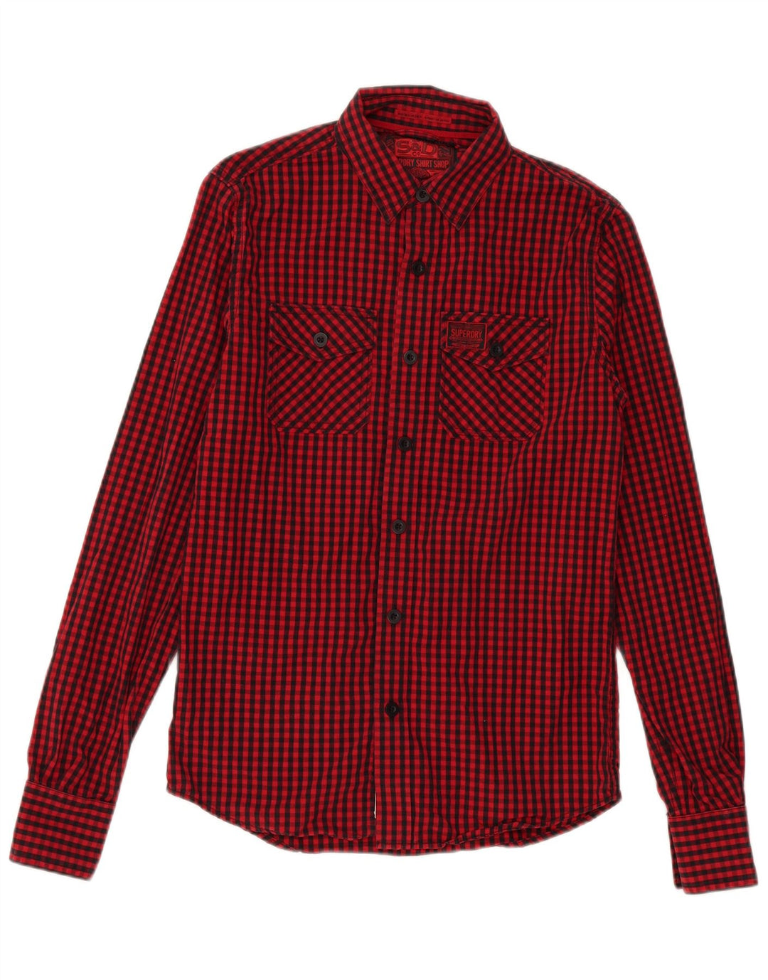 Superdry Mens Checked  Shirt Medium Red Check Cotton Classic