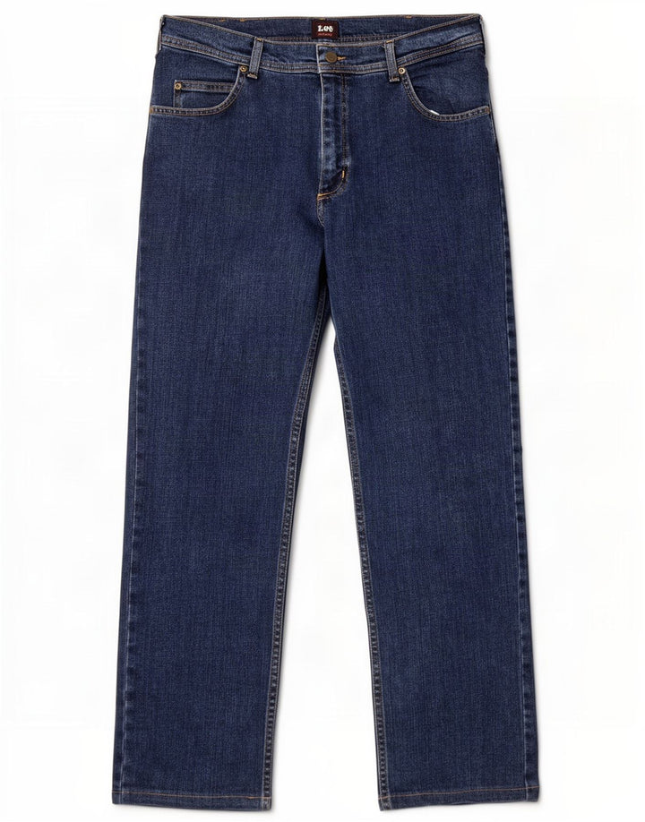 Lee Mens Brooklyn Straight Jeans W34 L30 Navy Blue Cotton