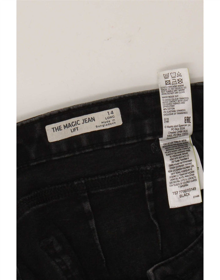 Marks & Spencer Womens Bootcut Jeans UK 14 Large W34 L31 Black Cotton