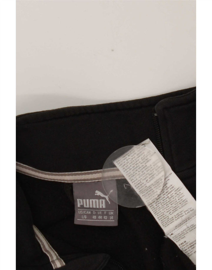 Puma Womens Tracksuit Top Jacket UK 14 Large Black Cotton