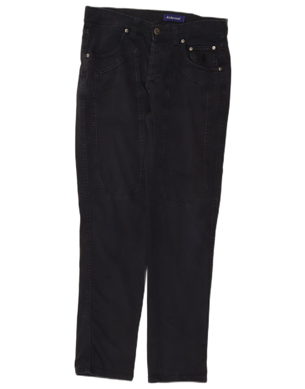 Jeckerson Womens Slim Fit Casual Trousers W30 L28 Navy Blue Cotton