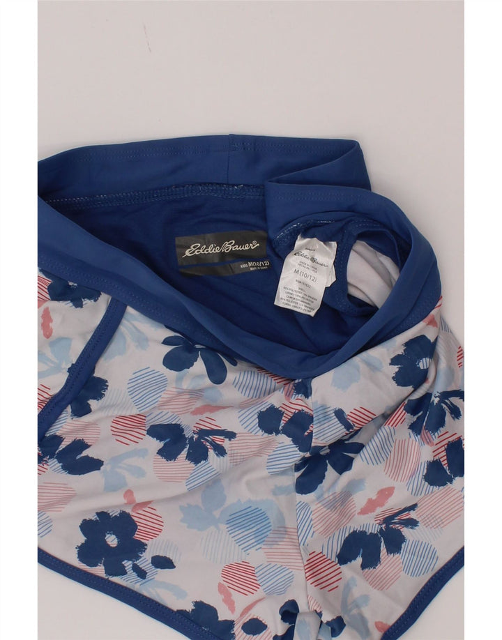 Eddie Bauer Girls Swimming Shorts 10-11 Years Medium Blue Floral Polyester