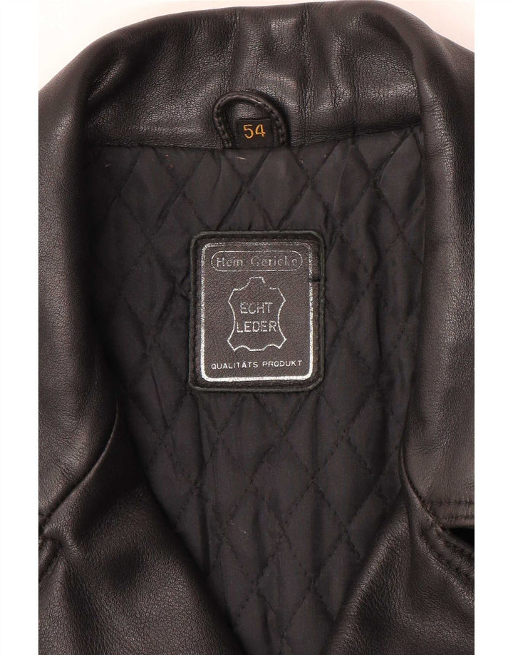 Hein Gericke Mens Leather Biker Jacket Size 54 XL Black