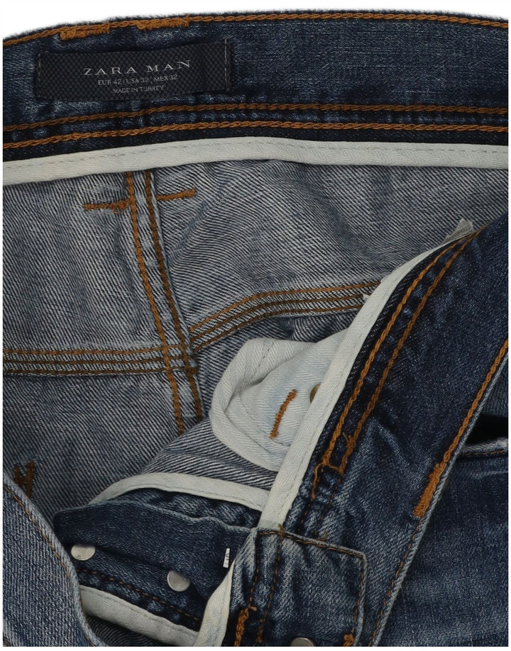 Zara Mens Distressed Tapered Jeans EU 42 Large W32 L28 Blue