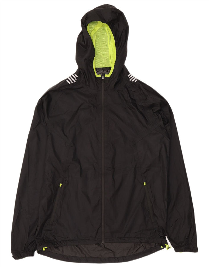 Mountain Warehouse Mens Hooded Rain Jacket UK 38 Medium Black Polyester