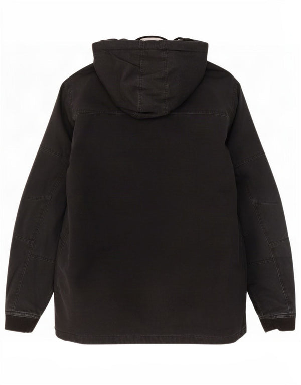 Hurley Mens Hooded Parka Jacket UK 36 Small Black Cotton
