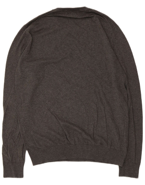 Zara Mens Crew Neck Jumper Sweater Large Grey Cotton