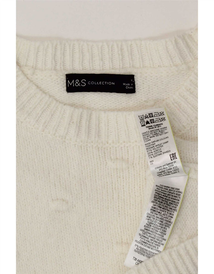 Marks & Spencer Womens Crew Neck Jumper Sweater UK 14 Medium White
