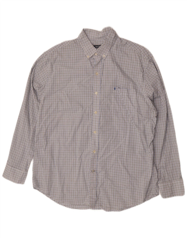 Izod Mens Shirt XL White Check Cotton