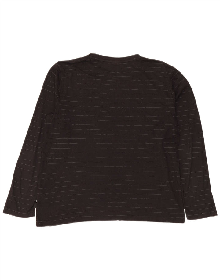 HUGO BOSS Mens Top Long Sleeve Large Black Pinstripe Cotton