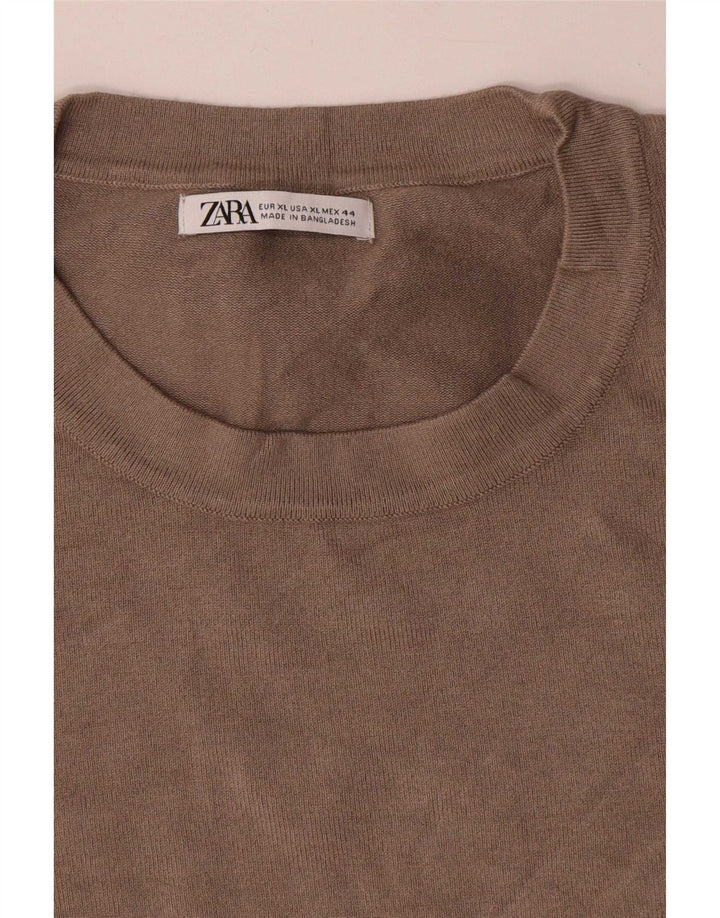 Zara Mens Crew Neck Jumper Sweater XL Grey Viscose